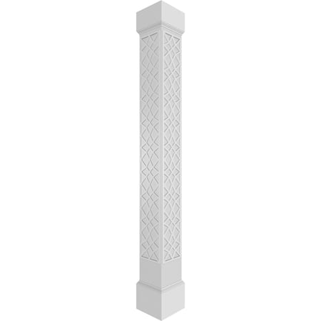 Ekena Millwork 12"W x 9'H Craftsman Classic Square Non-Tapered Mosaic Fretwork Column w/ Mission Capital & Mission Base