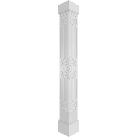 Ekena Millwork 12"W x 9'H Craftsman Classic Square Non-Tapered Riviera Fretwork Column w/ Mission Capital & Mission Base
