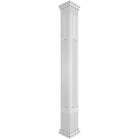 Ekena Millwork 12"W x 9'H Craftsman Classic Square Non-Tapered San Miguel Mission Style Fretwork Column w/ Prairie Capital & Prairie Base