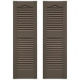 thumbnail image 1 of Ekena Millwork 12 in. W x 25 in. H Builders Edge, Standard Cathedral Top Center Mullion, Open Louver Shutters, Includes Matching Installation Spikes (Per Pair), 385 - French Roast, 1 of 12