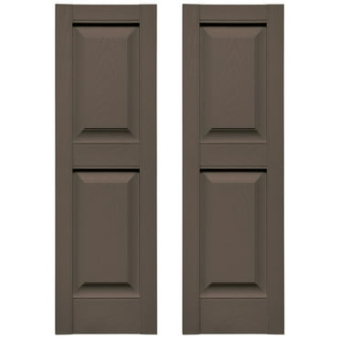 Ekena Millwork 12 in. W x 28 in. H Builders Edge, TailorMade Two Equal Panels, Raised Panel Shutters, Includes Matching Installation Spikes (Per Pair), 385 - French Roast