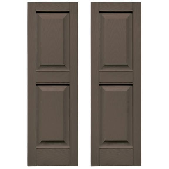 Ekena Millwork 12 in. W x 28 in. H Builders Edge, TailorMade Two Equal Panels, Raised Panel Shutters, Includes Matching Installation Spikes (Per Pair), 385 - French Roast
