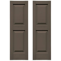 Ekena Millwork 12 in. W x 31 in. H Builders Edge, Standard Two Equal Panels, Raised Panel Shutters, Includes Matching Installation Spikes (Per Pair), 385 - French Roast