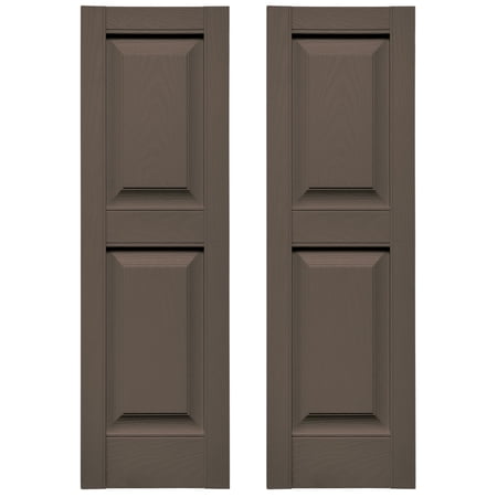 Ekena Millwork 12 in. W x 31 in. H Builders Edge, Standard Two Equal Panels, Raised Panel Shutters, Includes Matching Installation Spikes (Per Pair), 385 - French Roast
