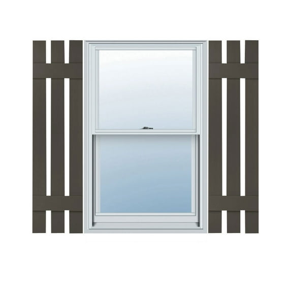 Ekena Millwork 12 in. W x 32 in. H Builders Edge, TailorMade Three Board Spaced (2 Batten), Board-n-Batten Shutters, Includes Matching Installation Spikes (Per Pair), 010 - Musket Brown