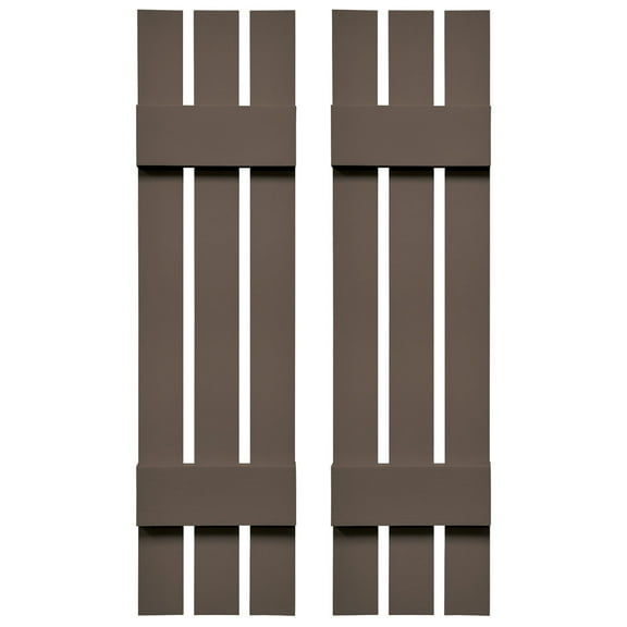 Ekena Millwork 12 in. W x 35 in. H Builders Edge, Standard Three Board Spaced, Board-n-Batten Shutters, Includes Matching Installation Spikes (Per Pair), 385 - French Roast
