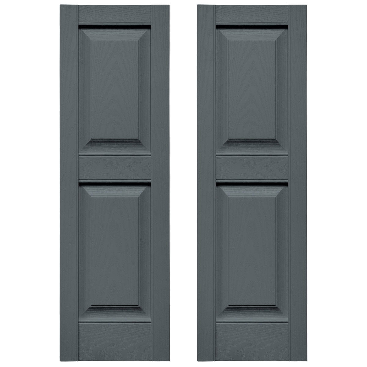 Storm Cloud Gray Raised Panel Vinyl Decorative Shutters, 12" x 35"