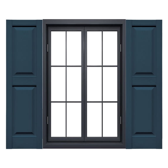Ekena Millwork 12 in. W x 35 in. H Builders Edge, Standard Two Equal Panels, Raised Panel Shutters, Includes Matching Installation Spikes (Per Pair), 036 - Classic Blue