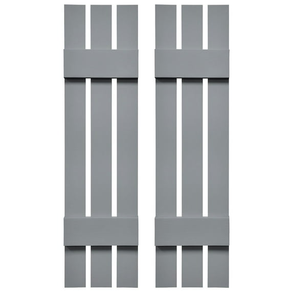 Ekena Millwork 12 in. W x 43 in. H Builders Edge, TailorMade Three Board Spaced (2 Batten), Board-n-Batten Shutters, Includes Matching Installation Spikes (Per Pair), 945 - Platinum