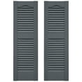 thumbnail image 1 of Ekena Millwork 12 in. W x 46 in. H Builders Edge, TailorMade Cathedral Top Center Mullion, Open Louver Shutters, Includes MaSChing Installation Spikes (Per Pair), 419 - Storm Cloud, 1 of 12