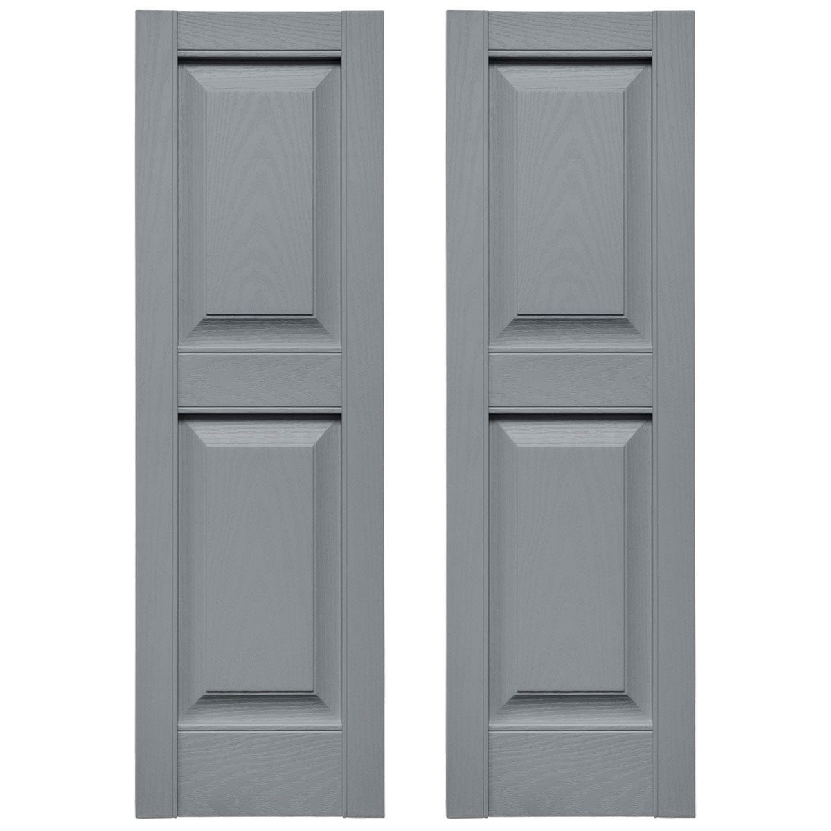 Platinum Gray Raised Panel Vinyl Decorative Shutters, 12" x 51"