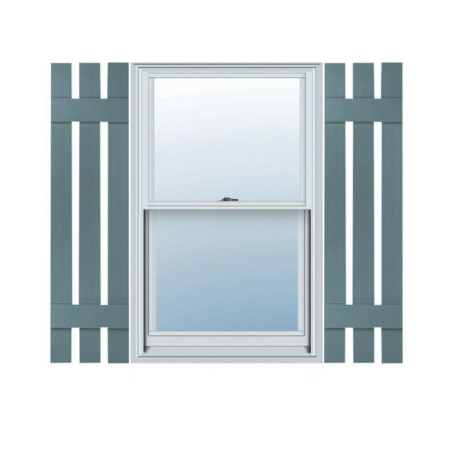 Ekena Millwork 12 in. W x 54 in. H Builders Edge, TailorMade Three Board Spaced (2 Batten), Board-n-Batten Shutters, Includes Matching Installation Spikes (Per Pair), 004 - Wedgewood Blue