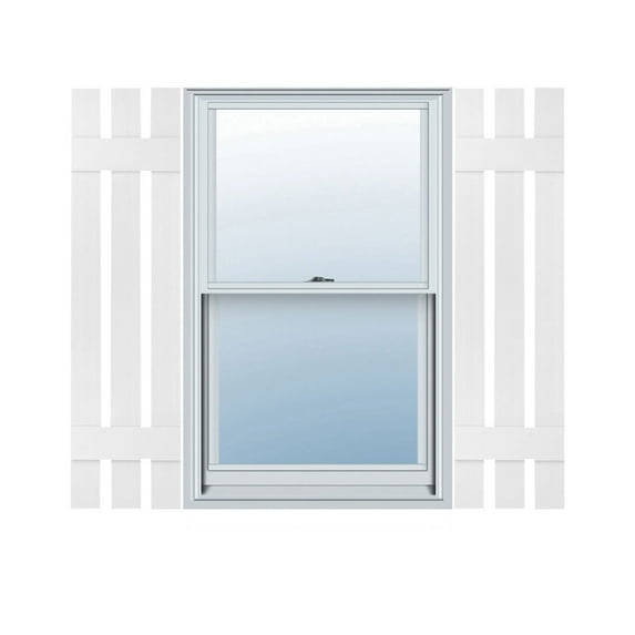 Ekena Millwork 12 in. W x 54 in. H Builders Edge, TailorMade Three Board Spaced (2 Batten), Board-n-Batten Shutters, Includes Matching Installation Spikes (Per Pair), 117 - Bright White