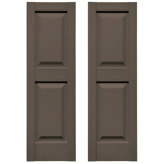 Ekena Millwork 12 in. W x 59 in. H Builders Edge, Standard Two Equal Panels, Raised Panel Shutters, Includes Matching Installation Spikes (Per Pair), 385 - French Roast