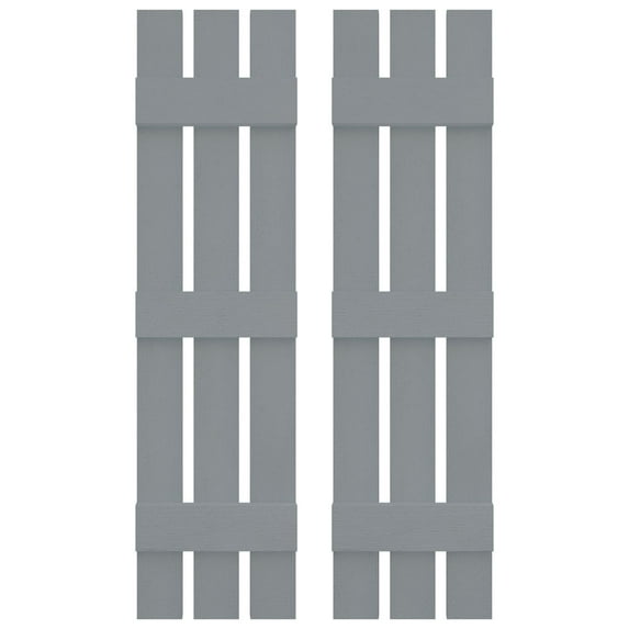 Ekena Millwork 12 in. W x 63 in. H Builders Edge, TailorMade Three Board Spaced (3 Batten), Board-n-Batten Shutters, Includes Matching Installation Spikes (Per Pair), 945 - Platinum