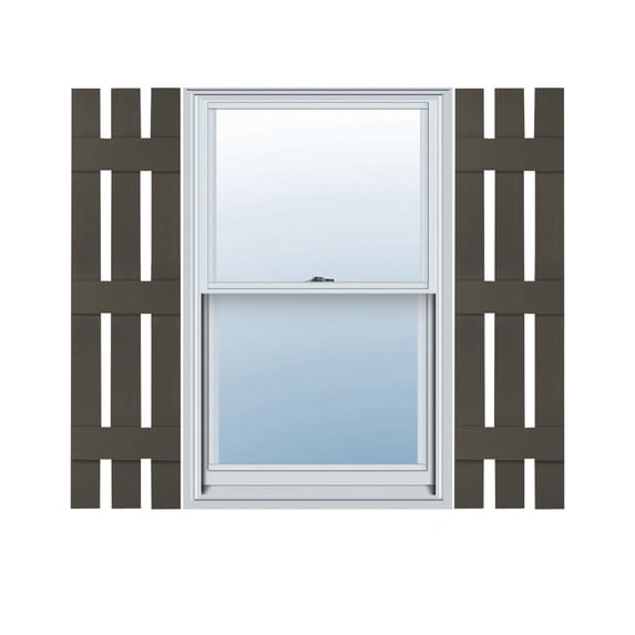 Ekena Millwork 12 in. W x 67 in. H Builders Edge, Standard Three Board Spaced, Board-n-Batten Shutters, Includes Matching Installation Spikes (Per Pair), 010 - Musket Brown