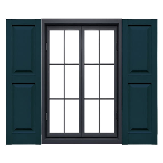 Ekena Millwork 12 in. W x 67 in. H Builders Edge, Standard Two Equal Panels, Raised Panel Shutters, Includes Matching Installation Spikes (Per Pair), 166 - Midnight Blue