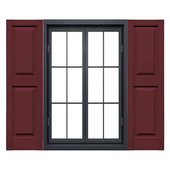 Ekena Millwork 12 in. W x 75 in. H Builders Edge, Standard Two Equal Panels, Raised Panel Shutters, Includes Matching Installation Spikes (Per Pair), 078 - Wineberry