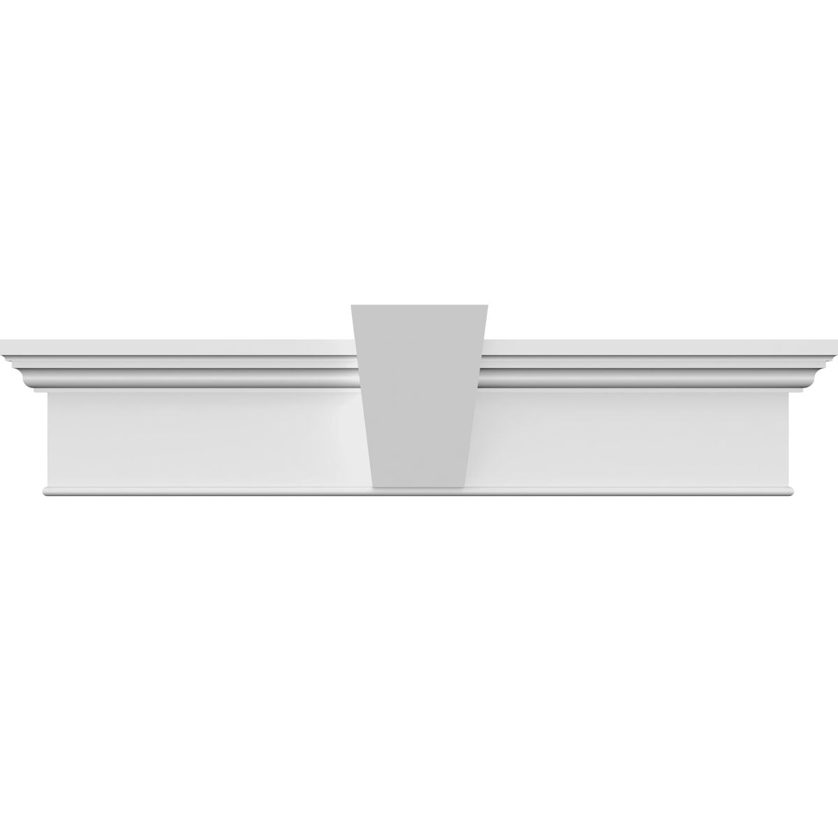 Ekena Millwork 122" Bottom Width x 126" Top Width x 7 1/4"H x 1"P, Craftsman Crosshead with Bottom Trim w/ Flat Keystone