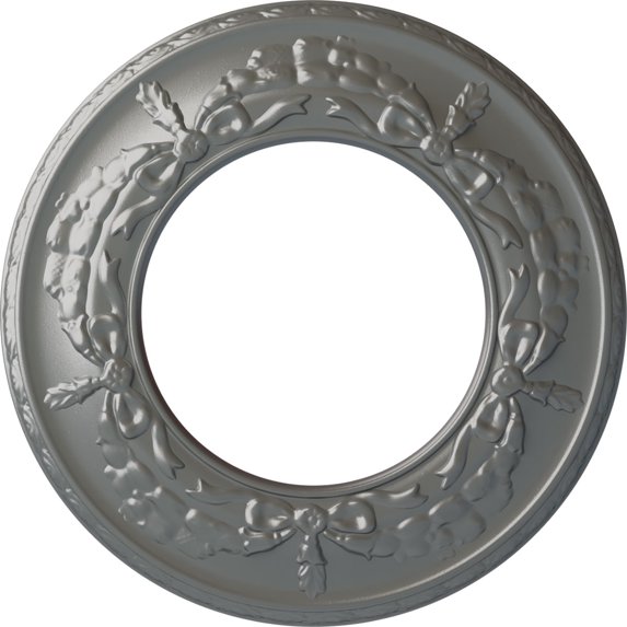 Ekena Millwork 13 1/4"OD x 7 1/8"ID x 7/8"P Salem Ceiling Medallion (Fits Canopies up to 7 1/8"), Hand-Painted Silver