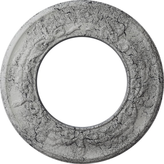 Ekena Millwork 13 1/4"OD x 7 1/8"ID x 7/8"P Salem Ceiling Medallion (Fits Canopies up to 7 1/8"), Hand-Painted Ultra Pure White Crackle