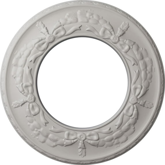 Ekena Millwork 13 1/4"OD x 7 1/8"ID x 7/8"P Salem Ceiling Medallion (Fits Canopies up to 7 1/8"), Hand-Painted Ultra Pure White