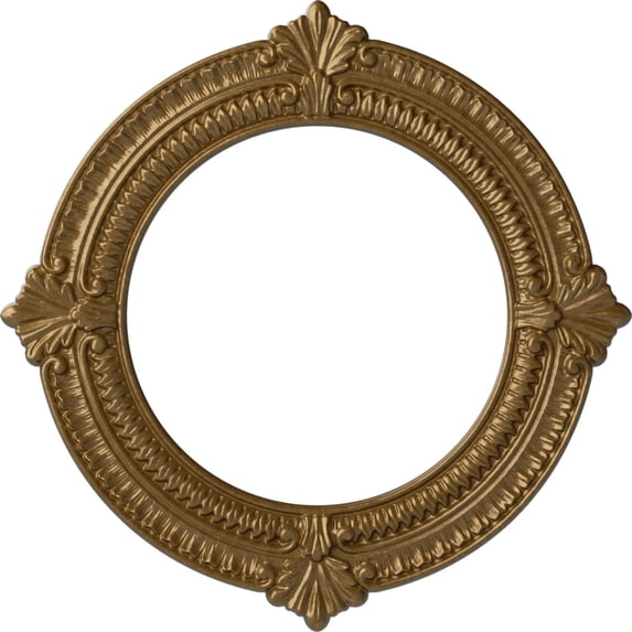 Ekena Millwork 13 1/8"OD x 8"ID x 5/8"P Benson Ceiling Medallion (Fits Canopies up to 8"), Hand-Painted Pale Gold