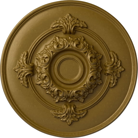 Ekena Millwork 13 3/4"OD x 1"P Monique Ceiling Medallion (Fits Canopies up to 3 3/4"), Hand-Painted Gold
