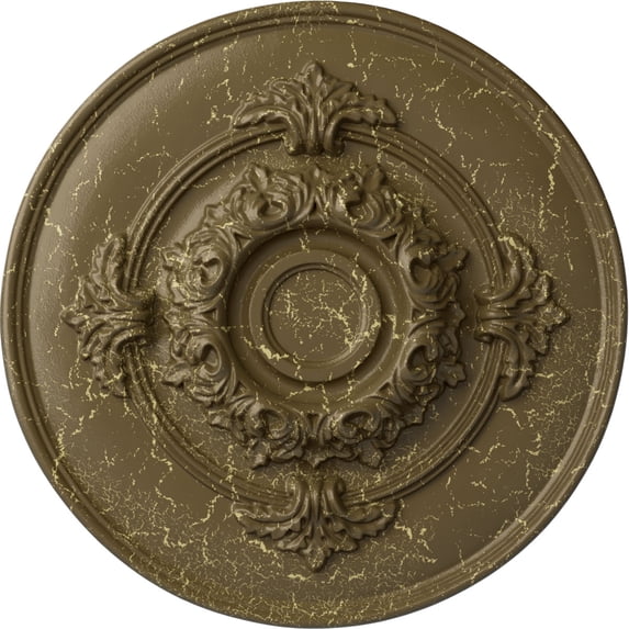 Ekena Millwork 13 3/4"OD x 1"P Monique Ceiling Medallion (Fits Canopies up to 3 3/4"), Hand-Painted Mississippi Mud Crackle