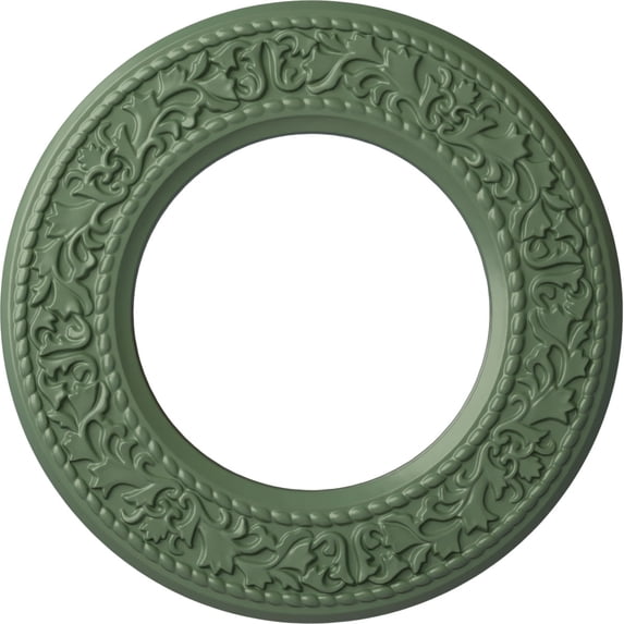 Ekena Millwork 13 3/8"OD x 7 1/2"ID x 3/4"P Blackthorn Ceiling Medallion (Fits Canopies up to 7 1/2"), Hand-Painted Athenian Green