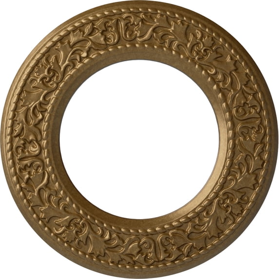 Ekena Millwork 13 3/8"OD x 7 1/2"ID x 3/4"P Blackthorn Ceiling Medallion (Fits Canopies up to 7 1/2"), Hand-Painted Pale Gold
