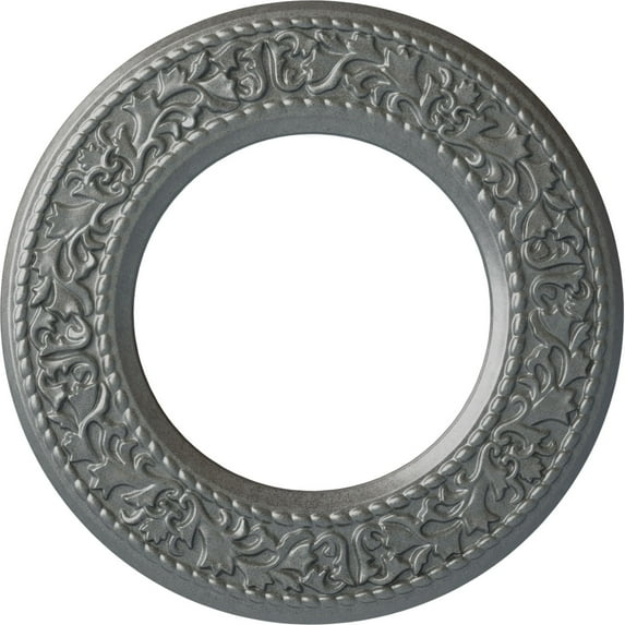Ekena Millwork 13 3/8"OD x 7 1/2"ID x 3/4"P Blackthorn Ceiling Medallion (Fits Canopies up to 7 1/2"), Hand-Painted Platinum
