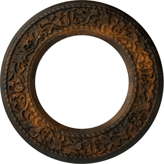 Ekena Millwork 13 3/8"OD x 7 1/2"ID x 3/4"P Blackthorn Ceiling Medallion (Fits Canopies up to 7 1/2"), Hand-Painted Rust