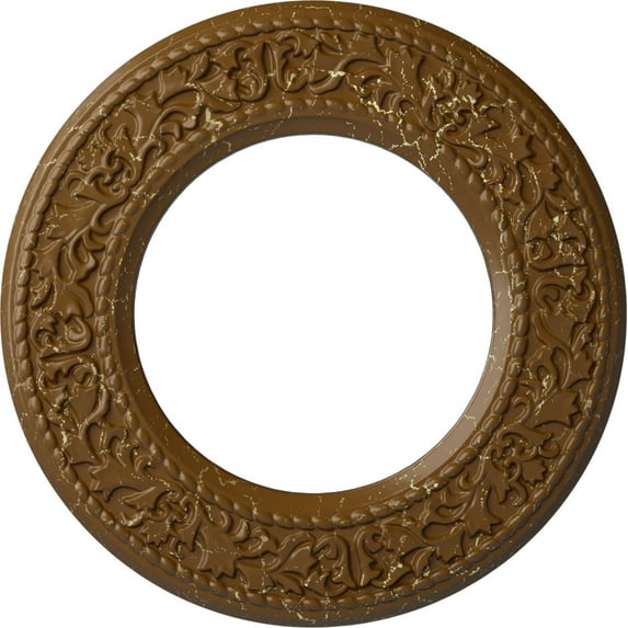 Ekena Millwork 13 3/8"OD x 7 1/2"ID x 3/4"P Blackthorn Ceiling Medallion (Fits Canopies up to 7 1/2"), Hand-Painted Smokey Topaz Crackle