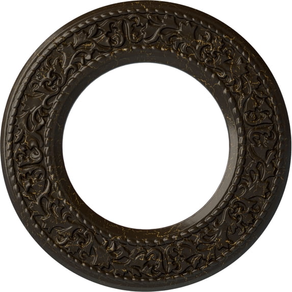 Ekena Millwork 13 3/8"OD x 7 1/2"ID x 3/4"P Blackthorn Ceiling Medallion (Fits Canopies up to 7 1/2"), Hand-Painted Stone Hearth Crackle
