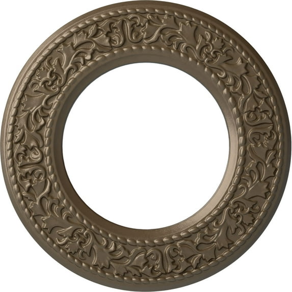 Ekena Millwork 13 3/8"OD x 7 1/2"ID x 3/4"P Blackthorn Ceiling Medallion (Fits Canopies up to 7 1/2"), Hand-Painted Warm Silver