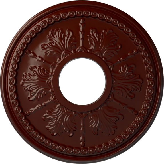 Ekena Millwork 13 7/8"OD x 3 3/4"ID x 1 1/4"P Tirana Ceiling Medallion (Fits Canopies up to 4 3/4"), Hand-Painted Brushed Mahogany