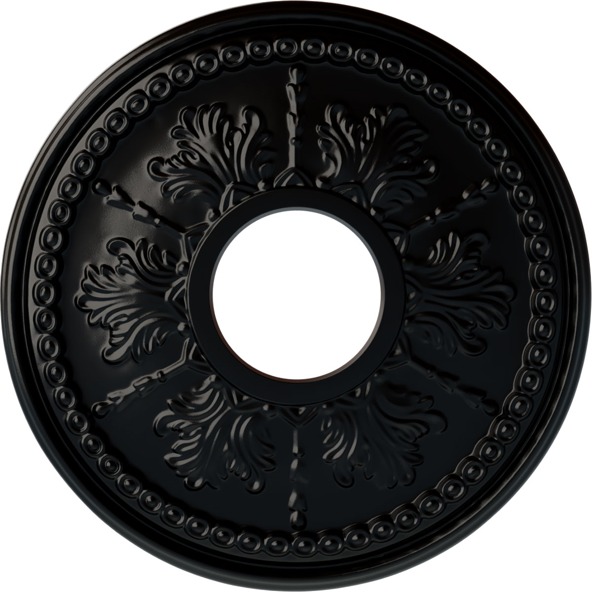Ekena Millwork 13 7/8"OD x 3 3/4"ID x 1 1/4"P Tirana Ceiling Medallion (Fits Canopies up to 4 3/4"), Hand-Painted Jet Black - image 1 of 4