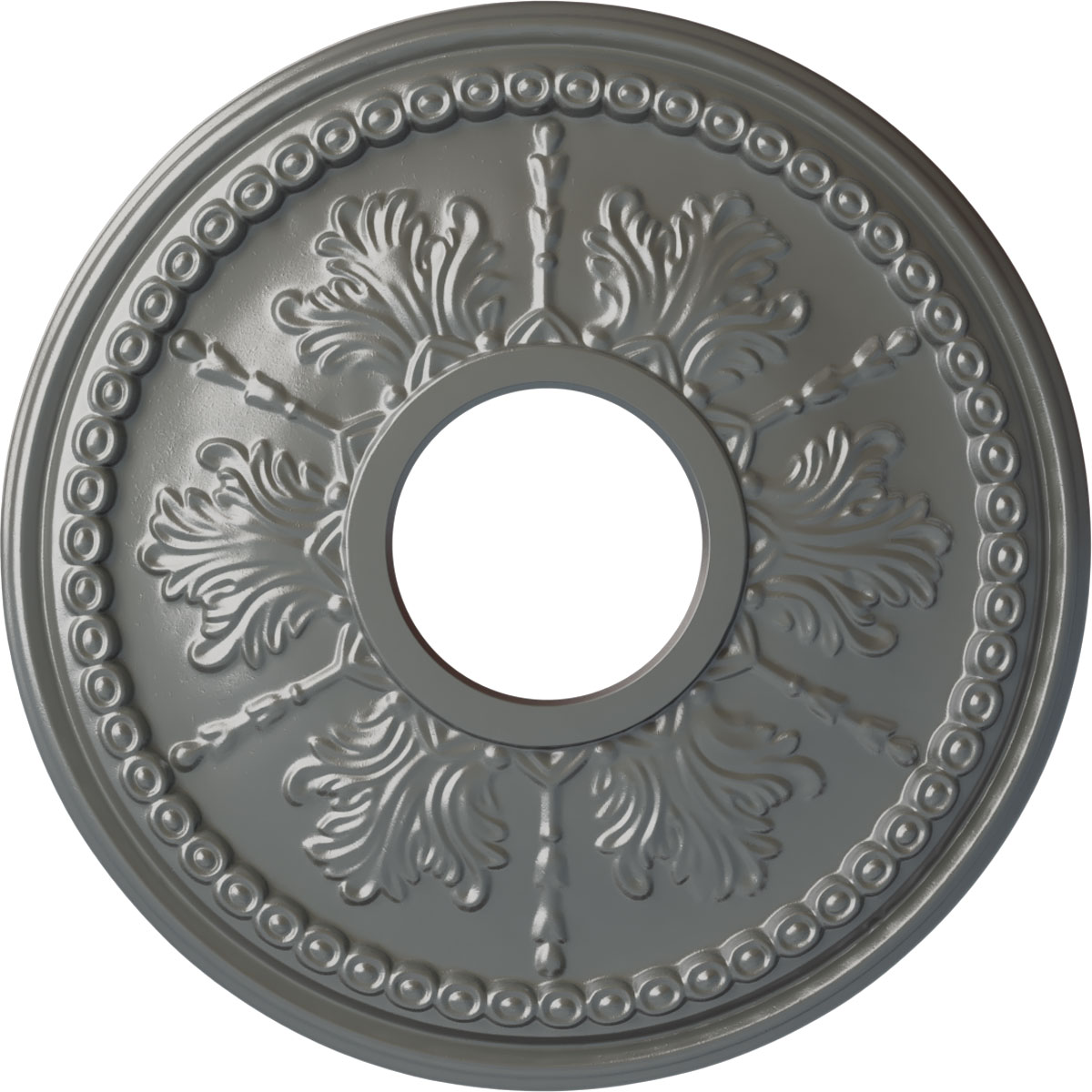Ekena Millwork 13 7/8"OD x 3 3/4"ID x 1 1/4"P Tirana Ceiling Medallion (Fits Canopies up to 4 3/4"), Hand-Painted Silver - image 1 of 4