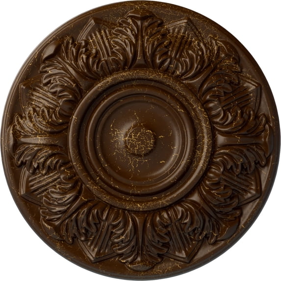 Ekena Millwork 13"OD x 1 3/8"P Whitman Ceiling Medallion (For Canopies up to 3 3/4"), Hand-Painted Root Beer Crackle