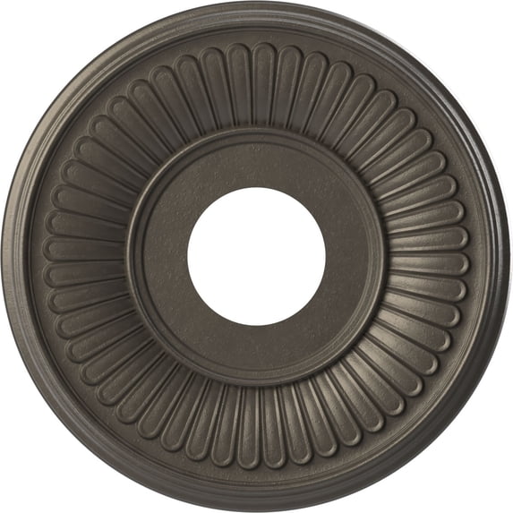 Ekena Millwork 13"OD x 3 1/2"ID x 3/4"P Berkshire Thermoformed PVC Ceiling Medallion (Fits Canopies up to 5 3/4"), Universal Aged Metallic Weathered Steel