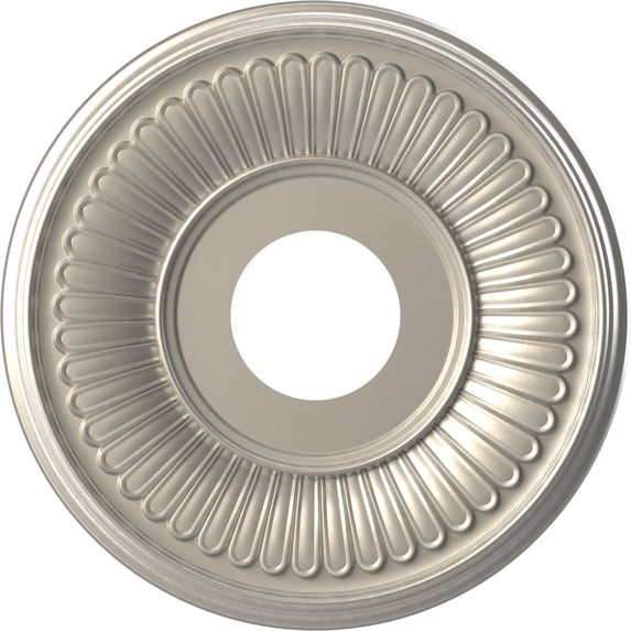 Ekena Millwork 13"OD x 3 1/2"ID x 3/4"P Berkshire Thermoformed PVC Ceiling Medallion (Fits Canopies up to 5 3/4"), Bright Coat Aluminum