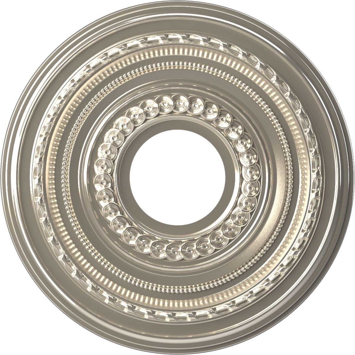 Ekena Millwork 13"OD x 3 1/2"ID x 3/4"P Cole Thermoformed PVC Ceiling Medallion (Fits Canopies up to 4 1/4"), Bright Coat Chrome