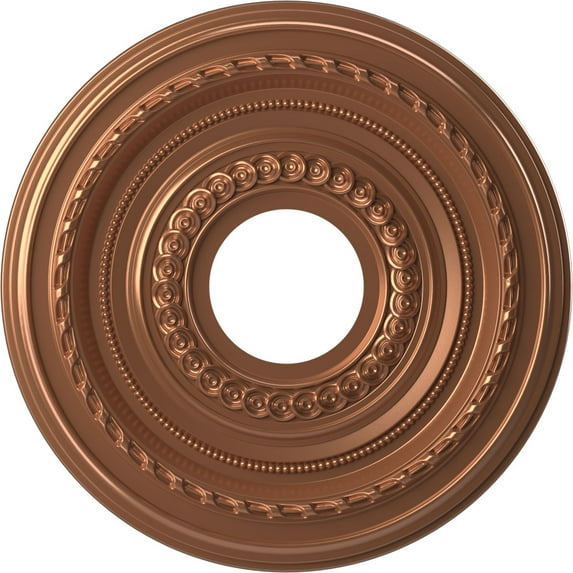 Ekena Millwork 13"OD x 3 1/2"ID x 3/4"P Cole Thermoformed PVC Ceiling Medallion (Fits Canopies up to 4 1/4"), Bright Coat Rose Gold