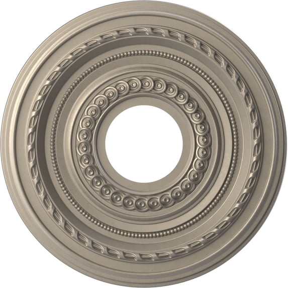 Ekena Millwork 13"OD x 3 1/2"ID x 3/4"P Cole Thermoformed PVC Ceiling Medallion (Fits Canopies up to 4 1/4"), Metallic Silver