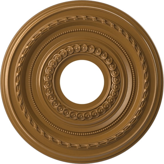 Ekena Millwork 13"OD x 3 1/2"ID x 3/4"P Cole Thermoformed PVC Ceiling Medallion (Fits Canopies up to 4 1/4"), Universal Aged Metallic Vintage Gold
