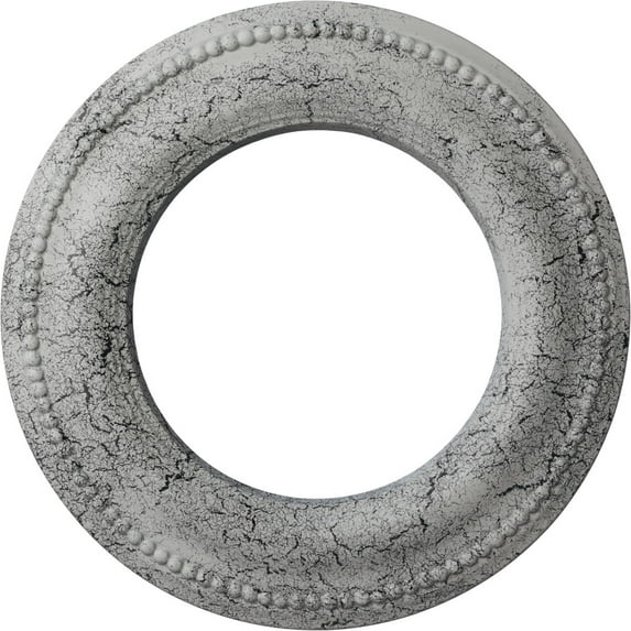 Ekena Millwork 13"OD x 7 1/2"ID x 3/4"P Bradford Classic Ceiling Medallion (Fits Canopies up to 8 5/8"), Hand-Painted Ultra Pure White Crackle