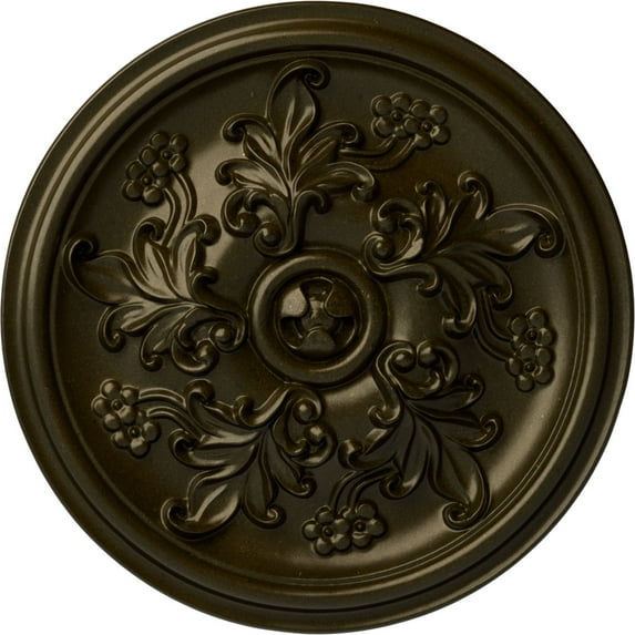 Ekena Millwork 14 1/2"OD x 2 3/4"P Katheryn Ceiling Medallion (Fits Canopies up to 2 1/8"), Hand-Painted Green Gold