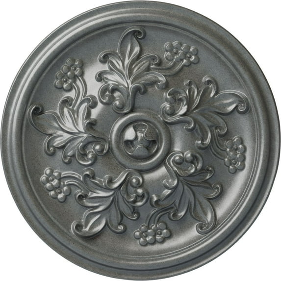 Ekena Millwork 14 1/2"OD x 2 3/4"P Katheryn Ceiling Medallion (Fits Canopies up to 2 1/8"), Hand-Painted Platinum