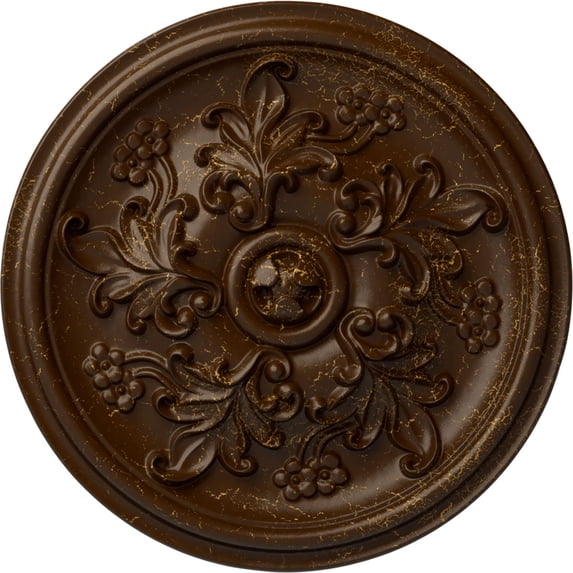 Ekena Millwork 14 1/2"OD x 2 3/4"P Katheryn Ceiling Medallion (Fits Canopies up to 2 1/8"), Hand-Painted Root Beer Crackle